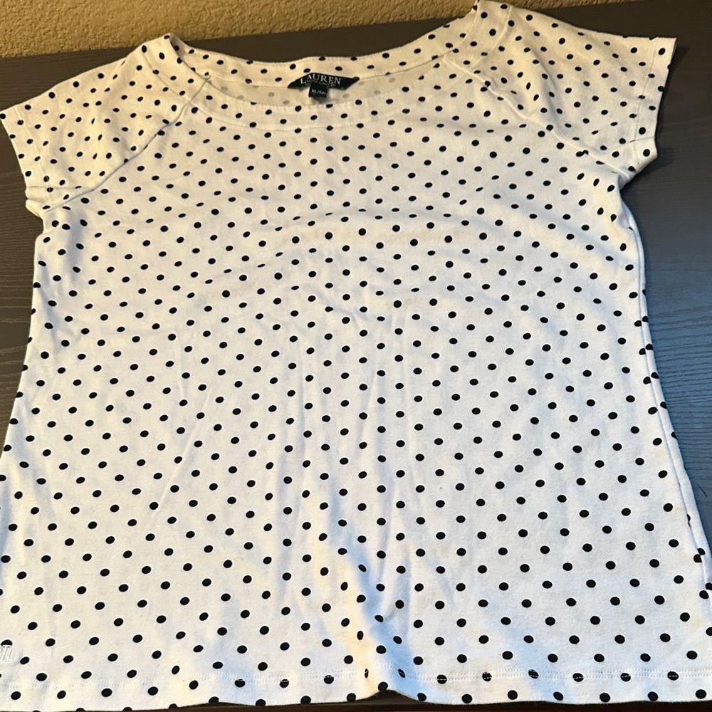 Ralph Lauren White Polka Dot Short Sleeve Tee size XL